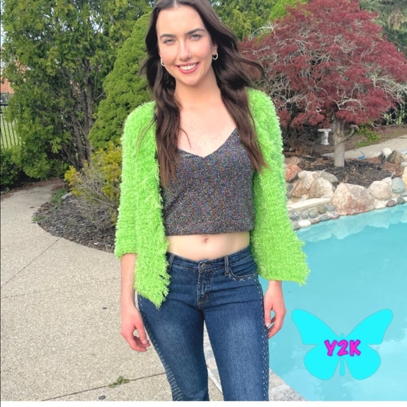 Express multicolored sparkly V neck tank top - Picture 3 of 5